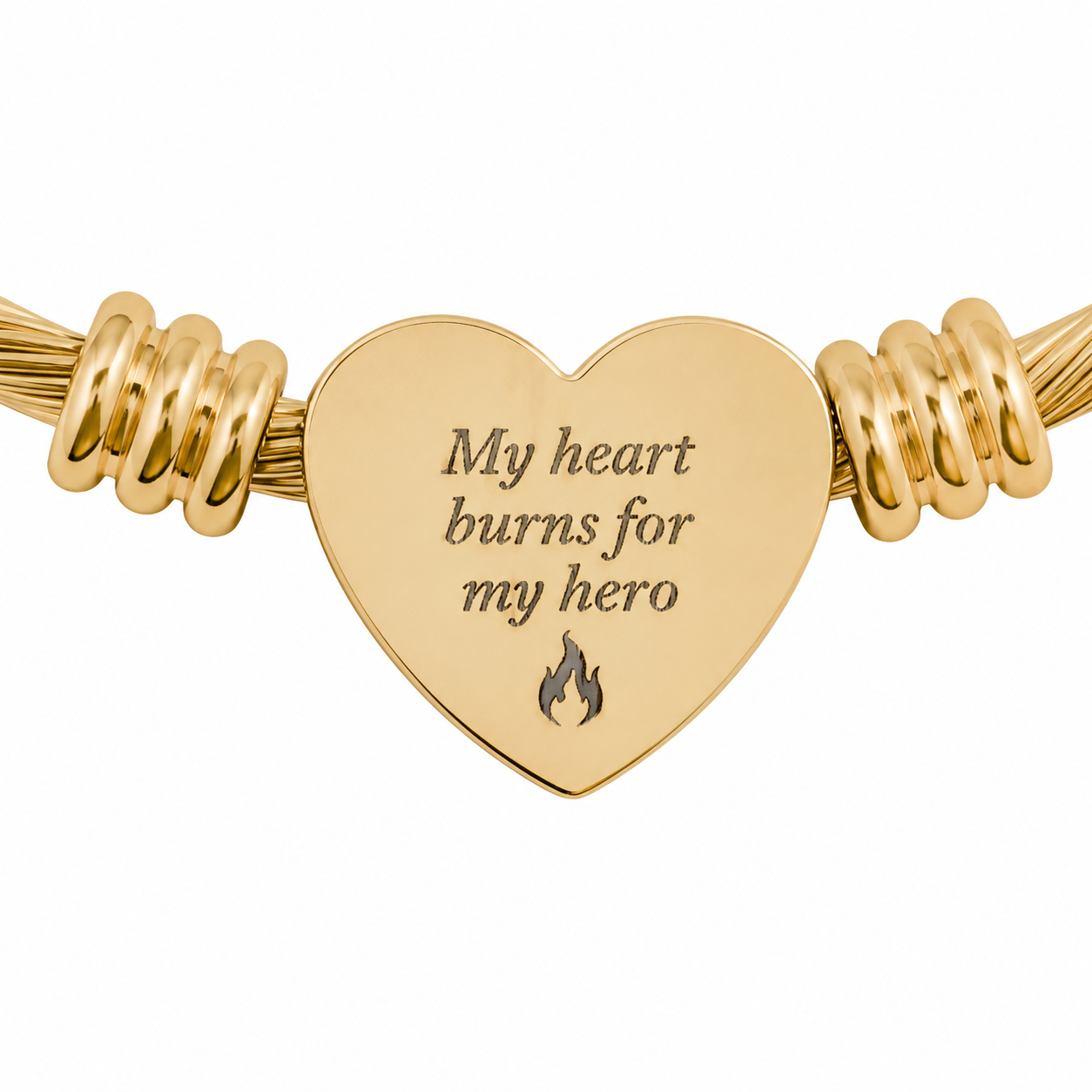 My Heart Burns For My Hero" Heart Charm Bracelet | Firefighter Wife Jewelry - Image 2