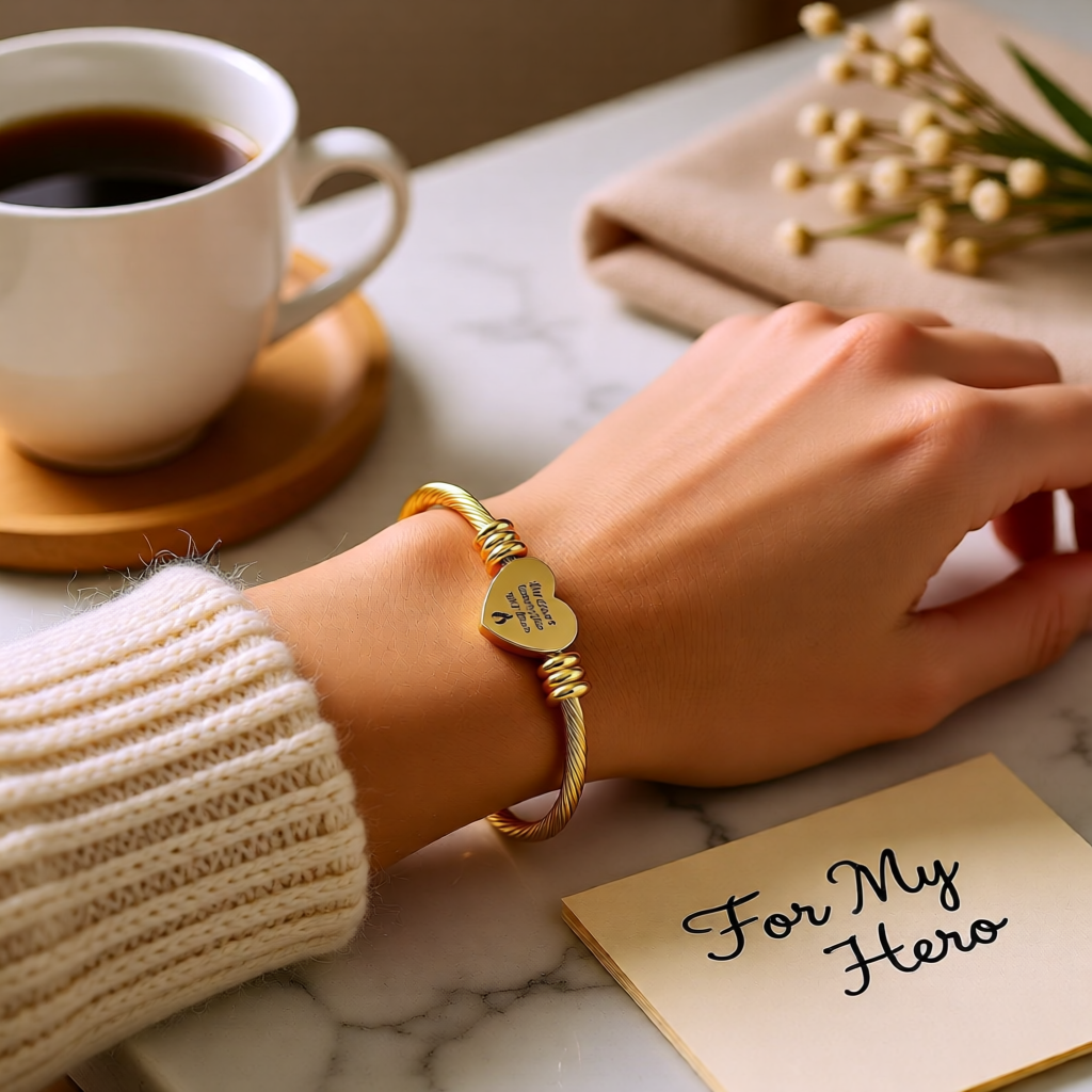 My Heart Burns For My Hero" Heart Charm Bracelet | Firefighter Wife Jewelry - Image 3