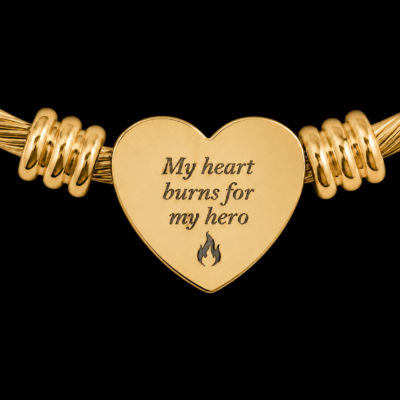My Heart Burns For My Hero" Heart Charm Bracelet | Firefighter Wife Jewelry