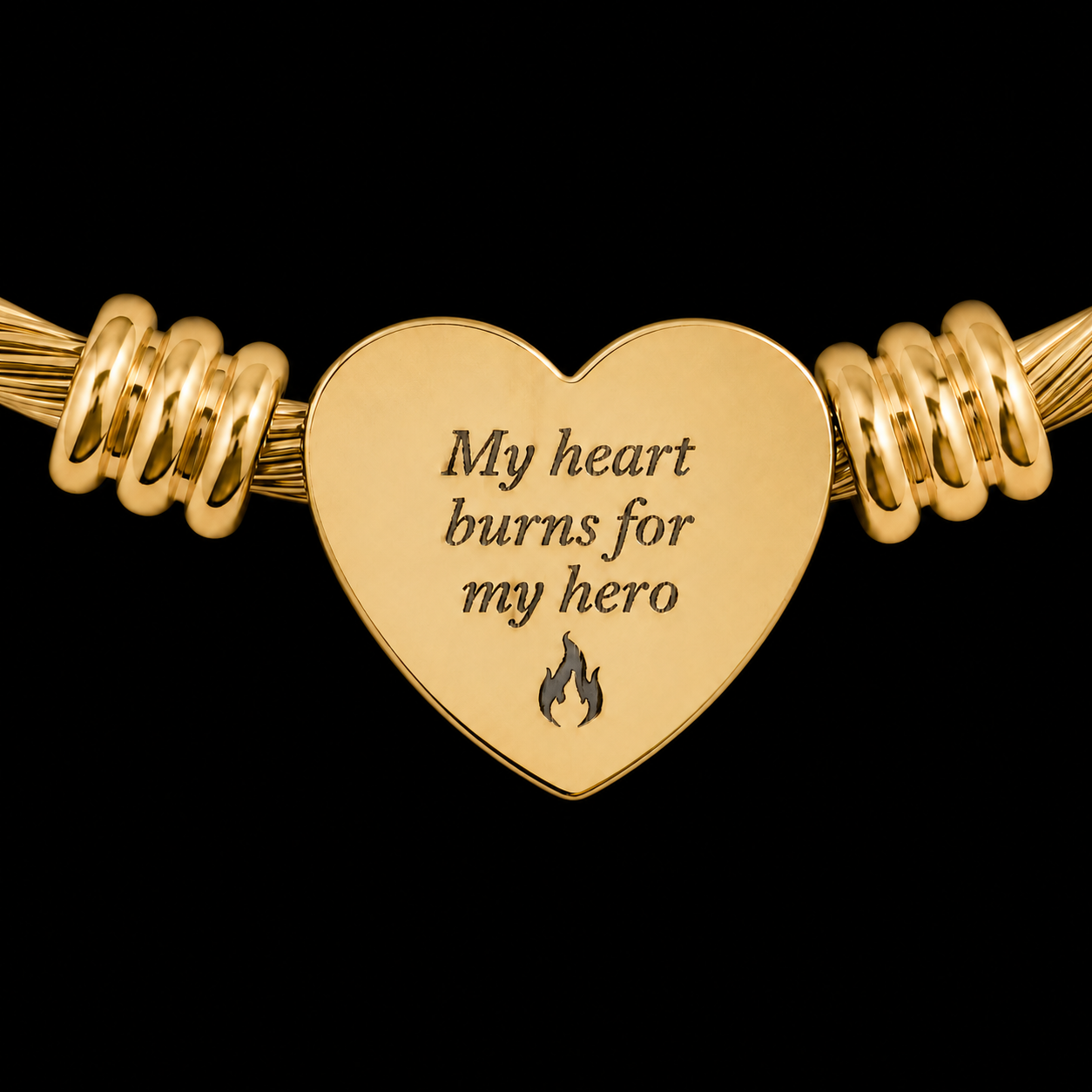 My Heart Burns For My Hero" Heart Charm Bracelet | Firefighter Wife Jewelry