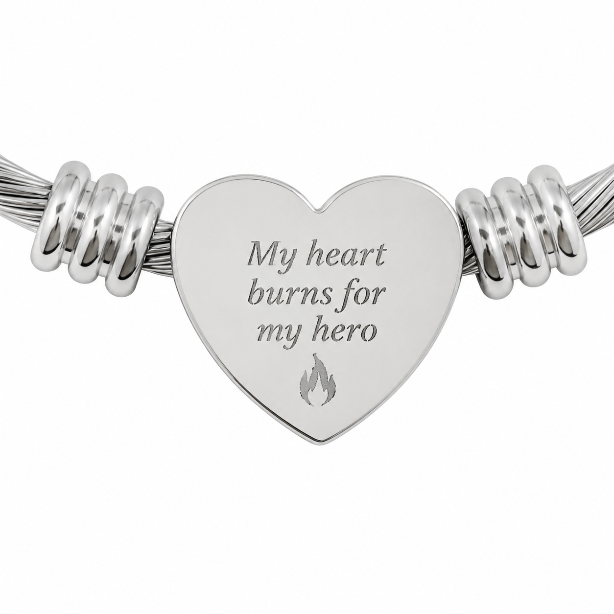 My Heart Burns For My Hero" Heart Charm Bracelet | Firefighter Wife Jewelry - Image 4