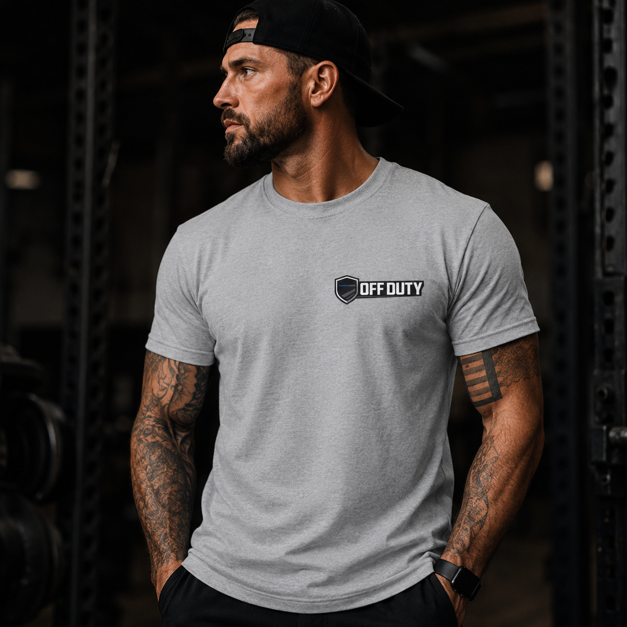 Off Duty Hero Tactical Tee – Minimal Chest Logo First Responder Shirt - Image 4