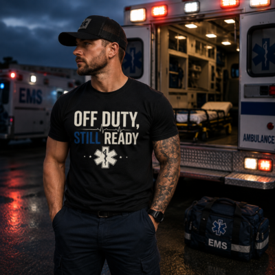 Off Duty Still Ready EMS T-Shirt — Paramedic EMT Medical Rescue Shirt