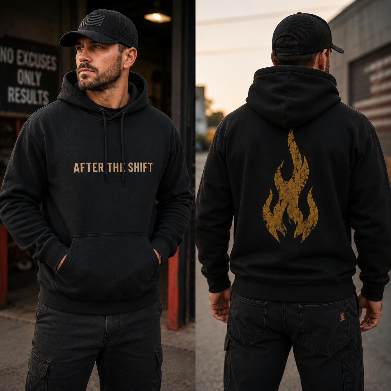 After the Shift Hoodie — Firefighter Flag Graphic Pullover