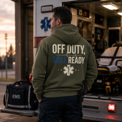 Alternative view of Off Duty Still Ready Hoodie — EMT/Paramedic Casual Pullover