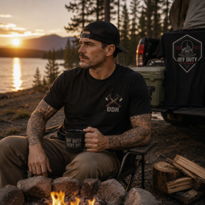 ODH Firefighter Axe T‑Shirt — Retro Crossed Axes Graphic Tee