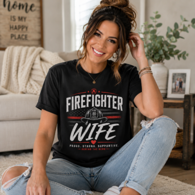 Firefighter Wife T-Shirt — Supportive Fire Dept. Helmet Tee