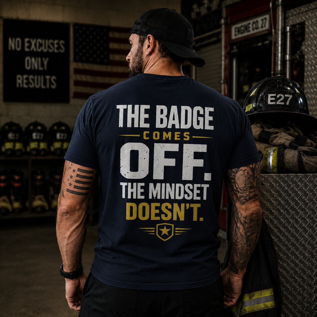 The Badge Comes Off The Mindset Doesn't First Responder T-Shirt | Firefighter, EMT & Police Shirt - Image 2