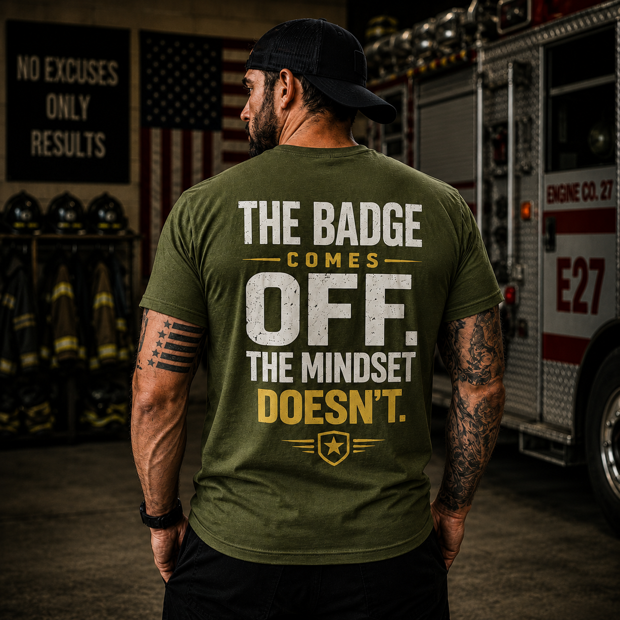The Badge Comes Off The Mindset Doesn't First Responder T-Shirt | Firefighter, EMT & Police Shirt - Image 4