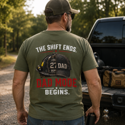 Alternative view of Firefighter Dad Off Duty Tee: Celebrate Family Time