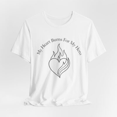 Alternative view of My Heart Burns For My Hero" Premium T-Shirt - First Responder Spouse Tee