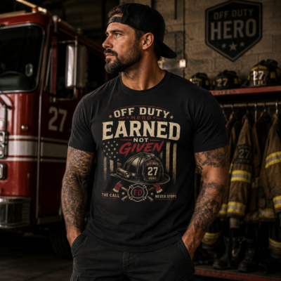 Earned Not Given Firefighter T-Shirt — Off Duty Hero Vintage Firefighter Tee