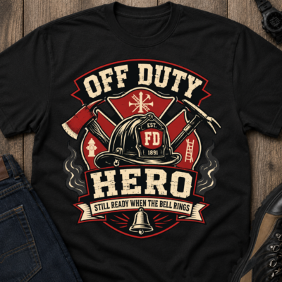Off Duty Firefighter Tee — 'Off Duty Hero' Graphic Firefighter T‑Shirt