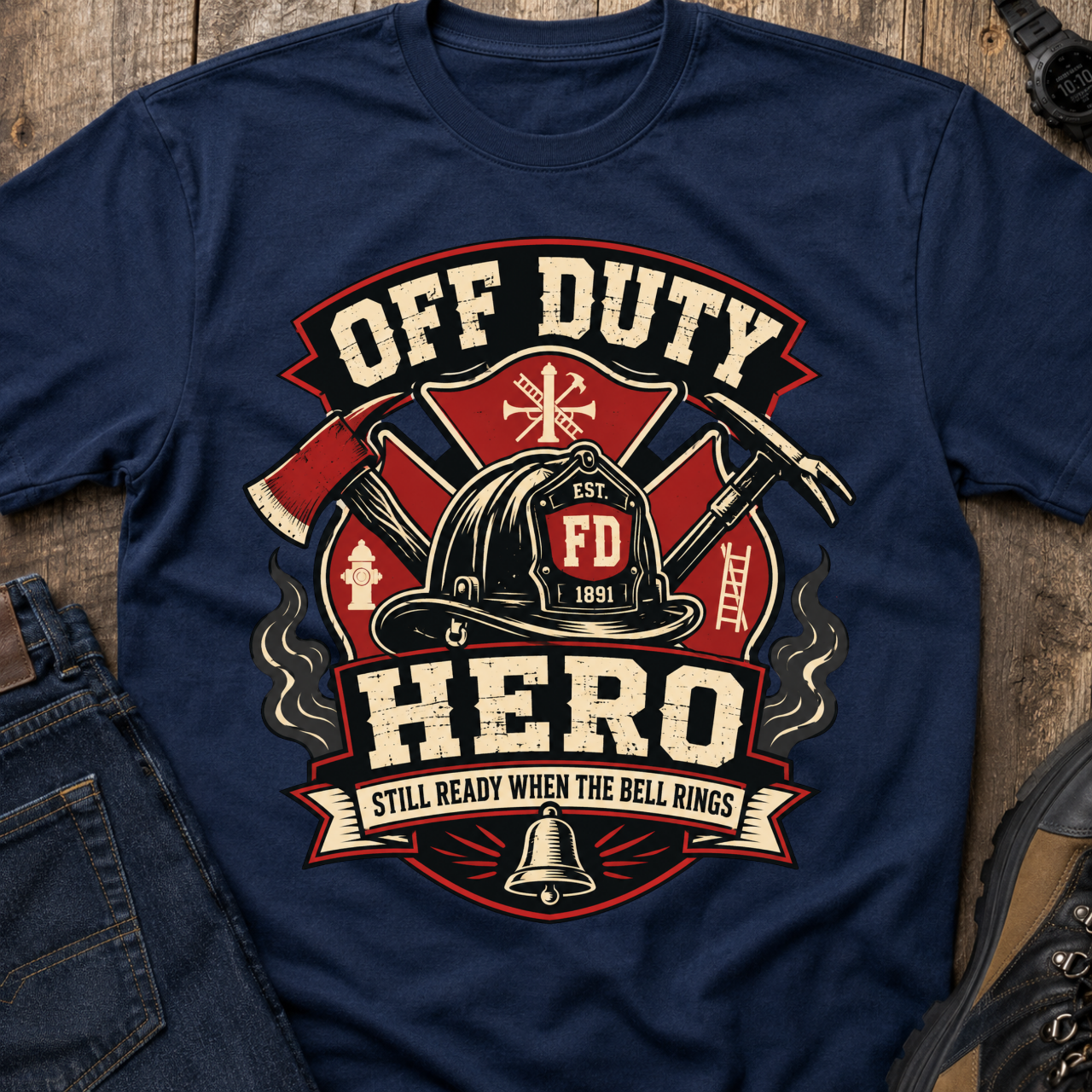 Off Duty Firefighter Tee — 'Off Duty Hero' Graphic Firefighter T‑Shirt - Image 5
