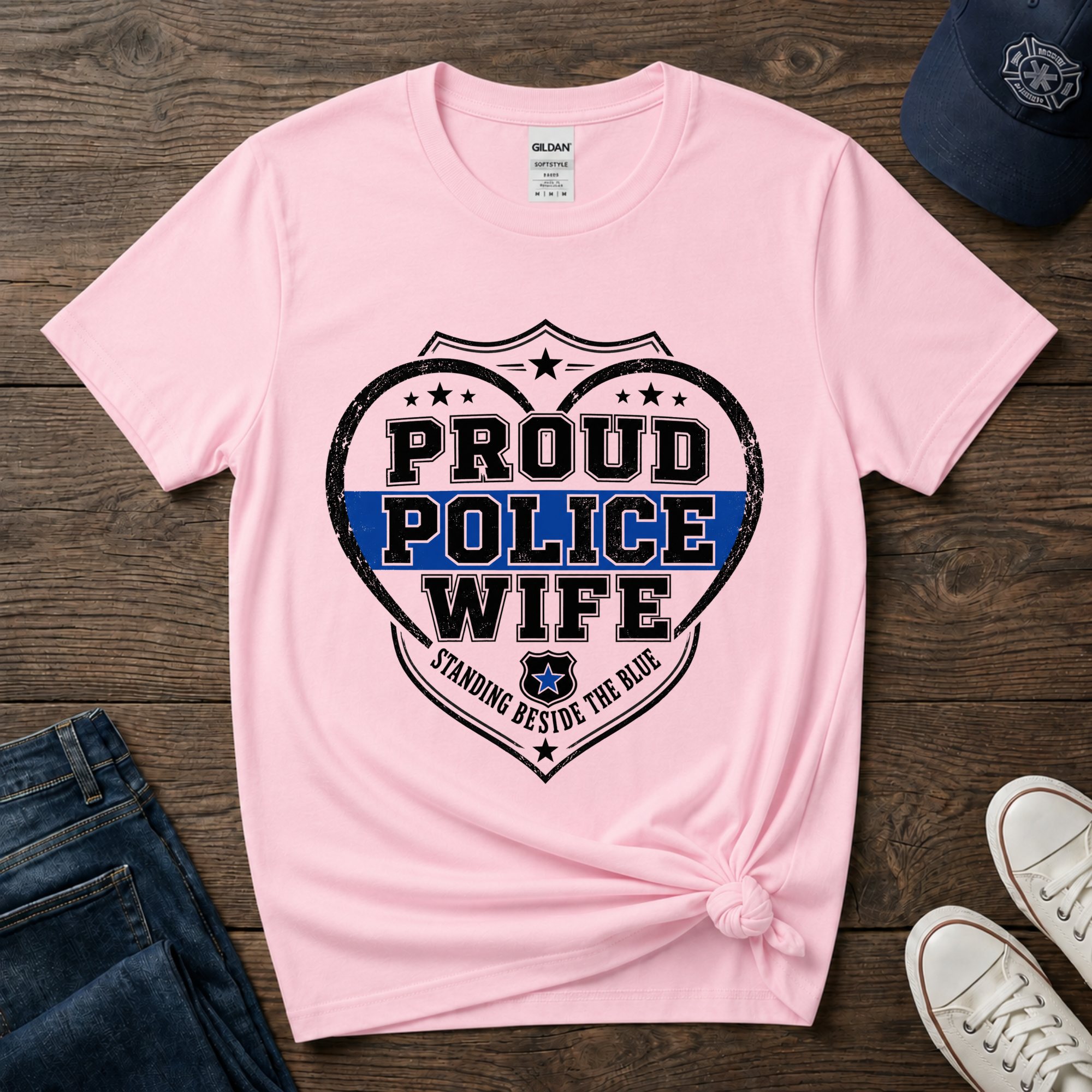 Proud Police Wife Shirt | Thin Blue Line Law Enforcement Spouse Tee - Image 4