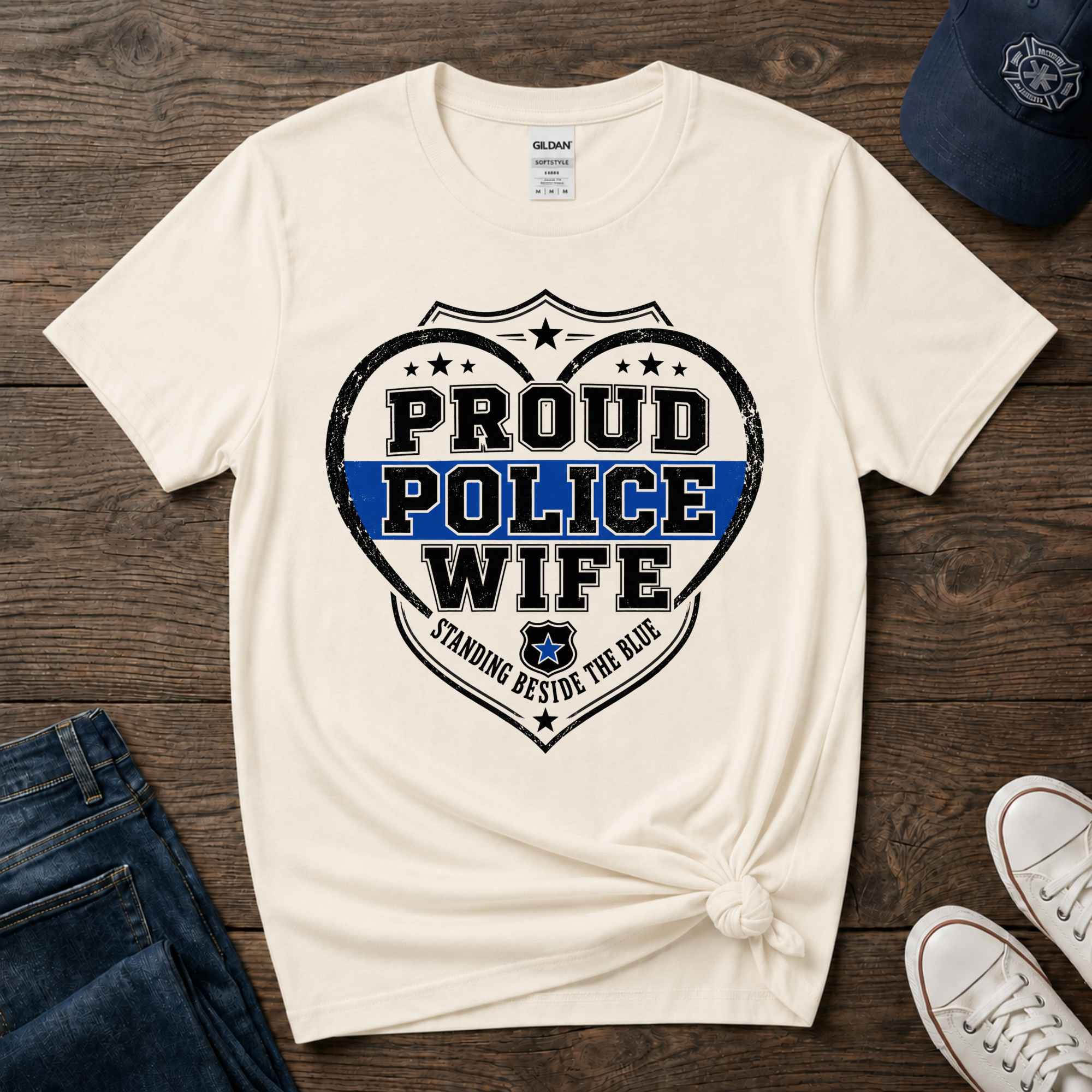 Proud Police Wife Shirt | Thin Blue Line Law Enforcement Spouse Tee - Image 2