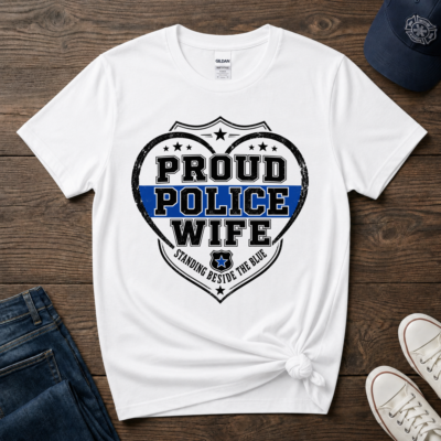Police Wife Shirt with Thin Blue Line Design