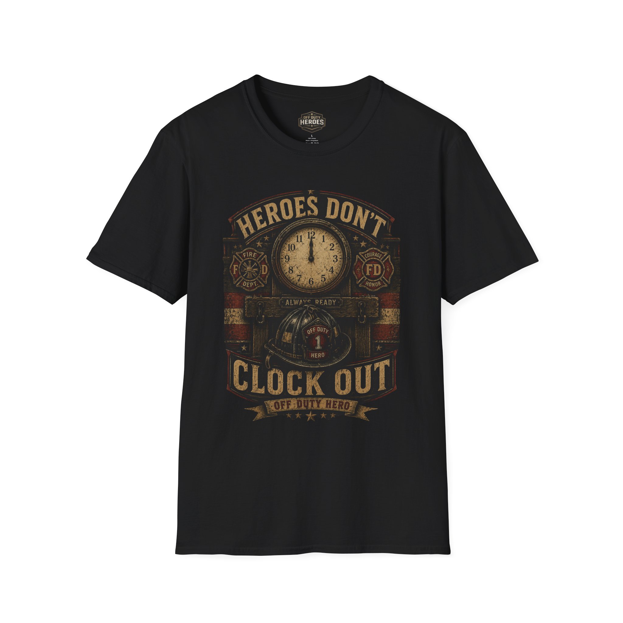Heroes Don't Clock Out T-Shirt — Vintage Firefighter Tribute